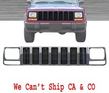 For 1997-2001 Jeep Cherokee Front Grille Assembly Headlight Bezels Set 3pc