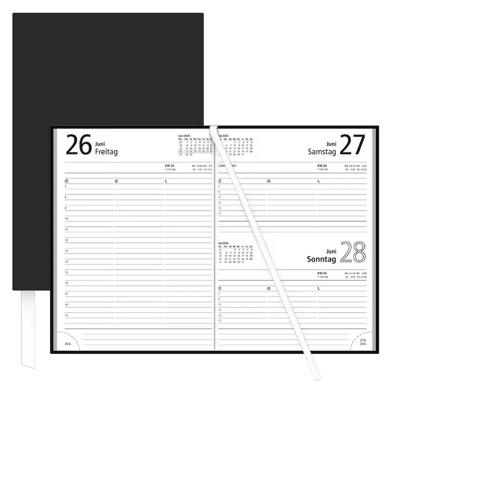ZETTLERKALENDER ZETTLER 873 Buchkalender 2026 A5 sz 1T/S, Sa/So=1S, Mo-Fr 7-19 Uhr (Tagesplaner)