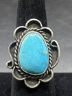 Vintage Handmade Native American Navajo Sterling Silver Turquoise Ring Sz 5.5