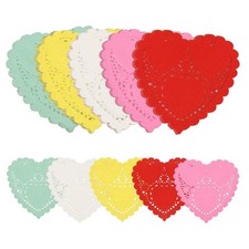 400 Pcs 4-Inch Valentine Heart Lace Paper Doilies, Red Pink White Craft Decor