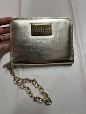 Versace Parfums Gold Zip Wallet Wristlet Chain Pouch