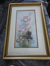 Vtg John Cheng Print Hummingbird & Orchid Signed & 459/950 Asian Art 18x12"