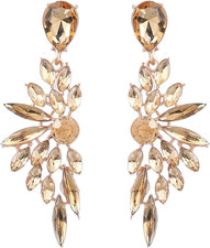 Bridal Chandelier Large Crystal Cluster Teardrop Dangle Earrings for Women, Rhin