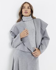 River Island Womens Jacket Grey Handmade Wool Blend Waterfall Outerwear Top