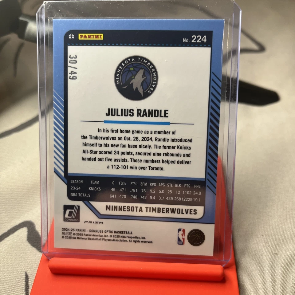 2024-25 Panini Donruss Julius Randle #224 Blue Shimmer 30/49 Foto 2 de 2