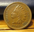 Indian Head Cent, 1908-S, VF-EF, in my opinion.  A Decent Example of S Mint Cent
