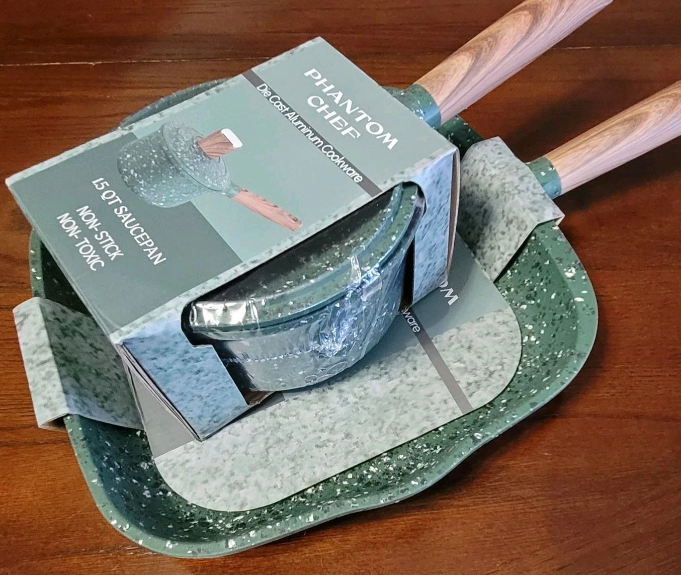 Phantom Chef 11' Grill Pan & 1.5 Qt Saucepan Set ☆Die Cast Aluminum ☆Nonstick!
