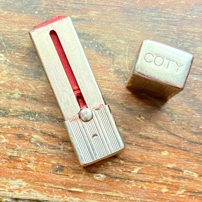 1920s COTY LIPSTICK Button Pushup Silver Finish Tube Antique Vintage
