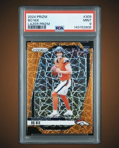 2024 Prizm Bo Nix Orange Lazer Prizm RC Psa 9