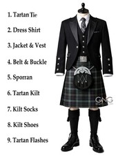 Men's 10 Pieces Argyle Jacket Scottish outfit Traditional Complete kilt outfit