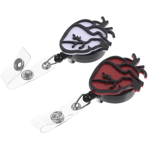 2 Pcs Heart-shaped Easy-to-pull Buckle Nurse Badge Reels Nursing Clip - Picture 5 of 12