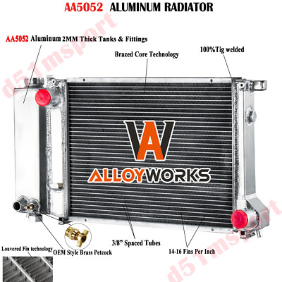 2 Row Aluminum Radiator For BMW 3 5 SERIES E30 E36 E34 320i 325i 318i 1987-2001