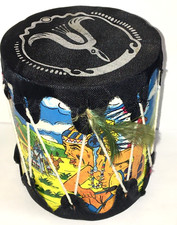 Vintage Child's Toy POW WOW DRUM Native American Graphics INDIAN CHIEF Tepee