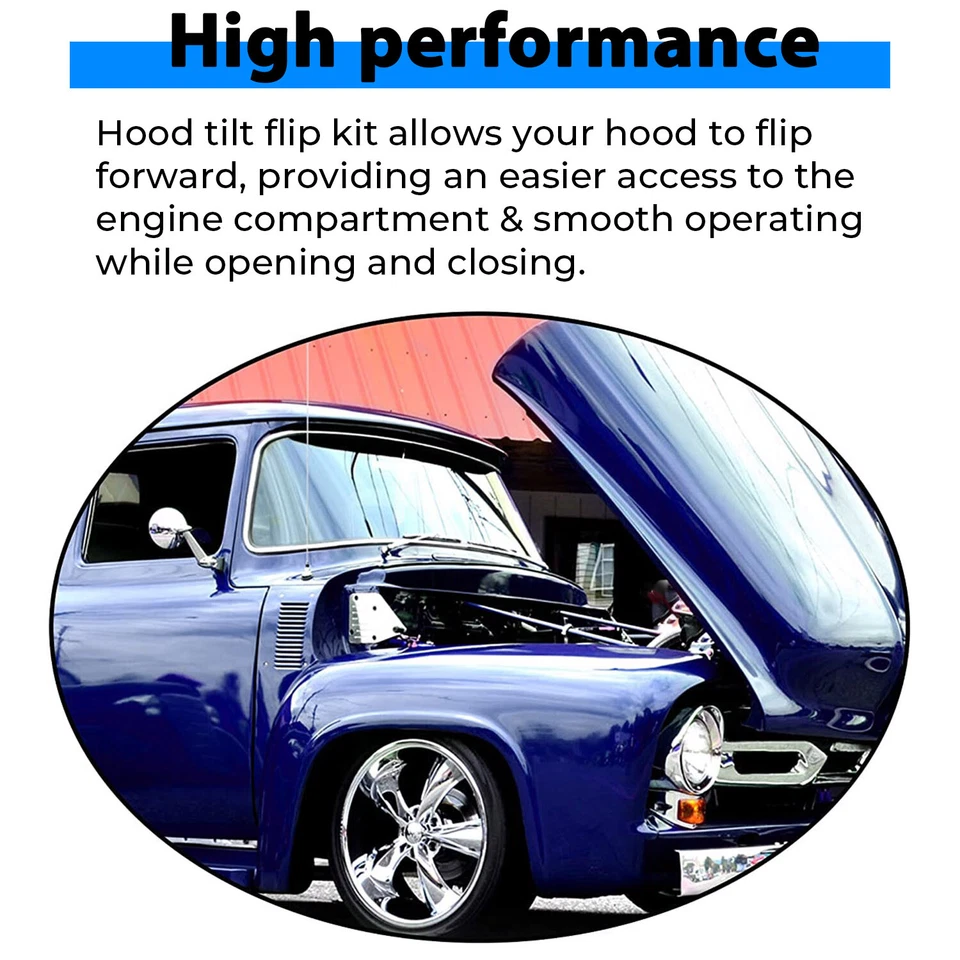 Kit combinado inclinable capó acero inoxidable goma para Ford F100 F-100 1953-1956 Foto 4 de 4