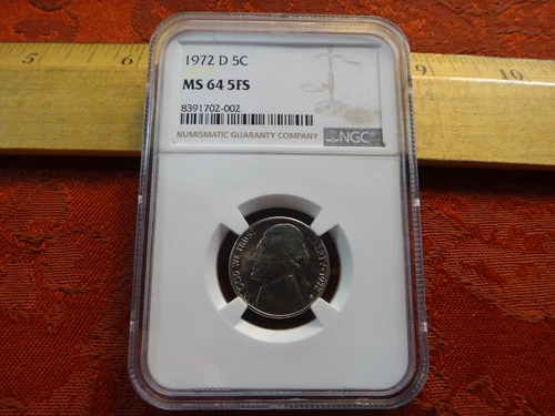 1972 D United States Jefferson Nickel 5c NGC MS 64 5FS - Free S&H USA