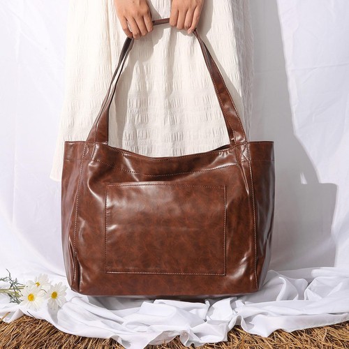 Women Extra Large Casual Soft Leather Handbag Shoulder Shopper Bag Tote PU - Picture 5 of 15