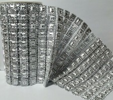 Forever Yours Rhinestone Mesh Ribbon Silver Squares 6 inch x 3 yards 3 Rolls