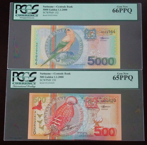 Suriname Muntbiljet 1985, 2000 7 Banknotes PCGS 65.66.67 PPQ - Picture 2 of 9