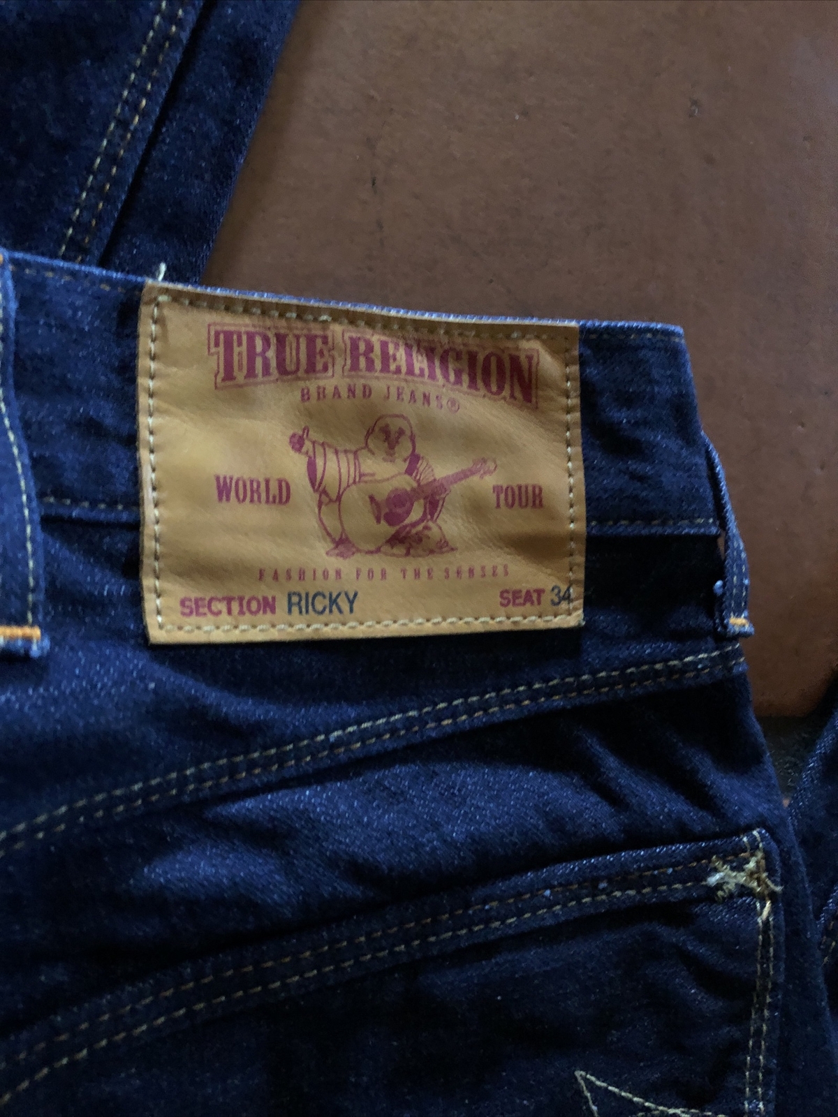 TRUE RELIGION RICKY MEN’S JEANS BLUE SIZE 30W 34L WESTERN COWBOY STYLE USA MADE image 10