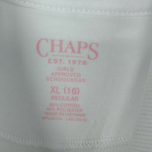 Chaps Polo Shirt Girl XL 16 Schoolwear White Short Sleeve Top School Uniform NWT - Picture 5 of 6
