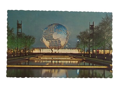 New York World s Fair Unisphere Globe Queens NY Postcard 1964 thru 1965