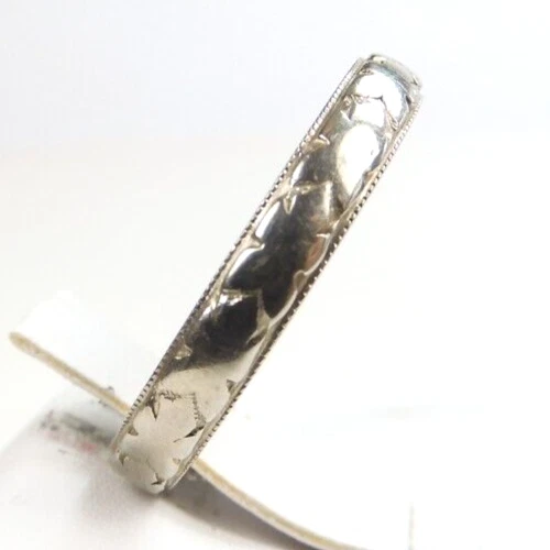 Antigua alianza de boda de 1920 anillo 13K/17K tamaño 5,75 UK-L 3,12 MM de ancho Art Deco Foto 3 de 4