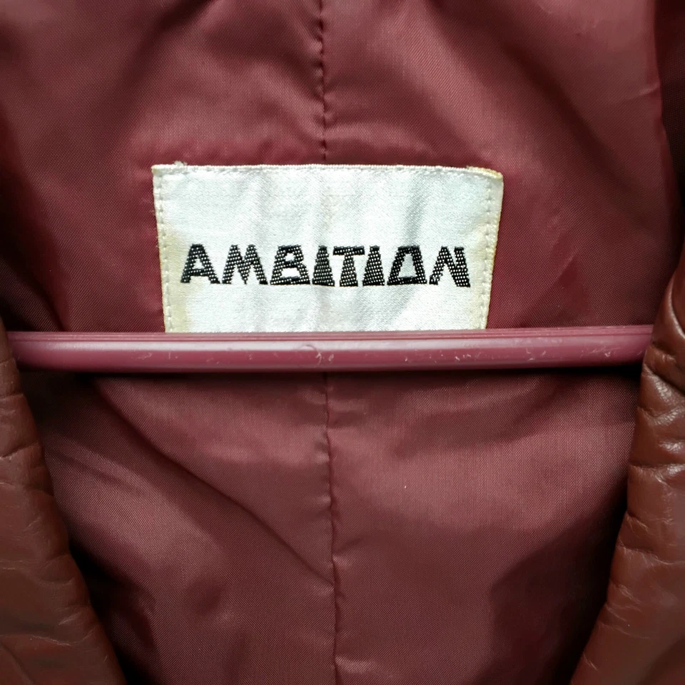 Chaqueta de Cuero Ambition Blazer Vintage Coreano Años 90 Borgoña Talla 42 Leathercore Foto 2 de 4