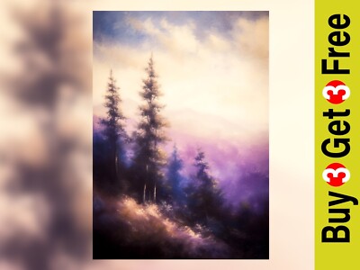 Soft Twilight Forest 5''x7'' Print on Matte Paper | Dreamy Scenic Illustration