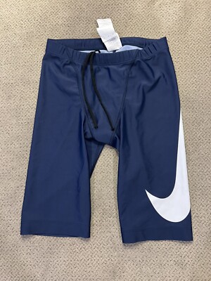 Mens Nike Blue Spandex Jammers Compression Shorts 30 Swoosh swimsuit