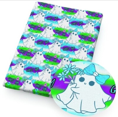 Halloween ghost him ombre gradiient Polyester Cotton fabric 20x55'' 1260803