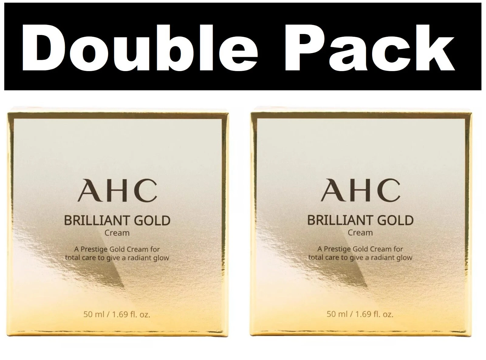 2 x AHC Brilliant Gold Cream 50 ml Original Factory Sealed NEW Made in Korea