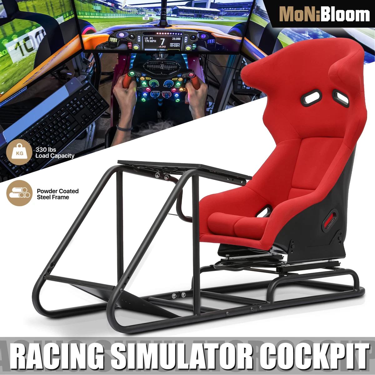 MoNiBloom Racing Simulator Cockpit Gaming Chair Game Seat Fit for