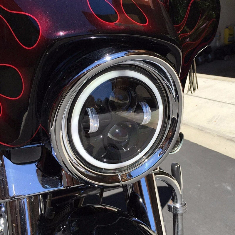 Faro LED halo de motocicleta de 7 pulgadas para Harley Davidson Touring Sportster Foto 4 de 4