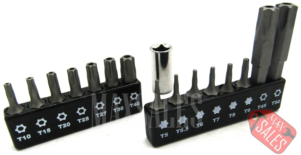 16pc Security Torx Bit Set Tamper Proof Star T5 T7 T10 T15 T20 T25 T30 T40 T50 - Image 4 of 4