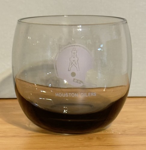 Vintage 1970’s NFL Houston Oilers Lowball Whiskey Roly-Poly Weighted Smoke Glass - Bild 1 von 7