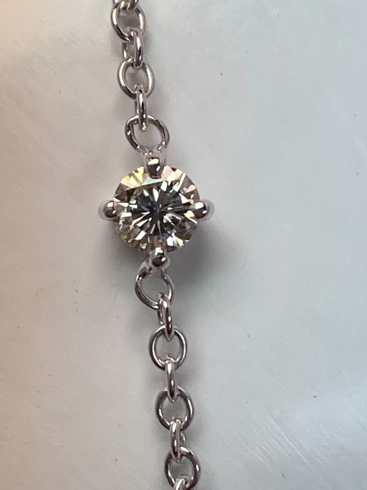 Pulsera Daimond Oro Blanco 14k.Natural-12puntos Redondos.7"Longo Juego 4 Puntas Foto 2 de 4