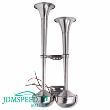 Stainless Steel 12V Marine Trumpet Horn Twin Dual Electric Powerful Boat Horn
