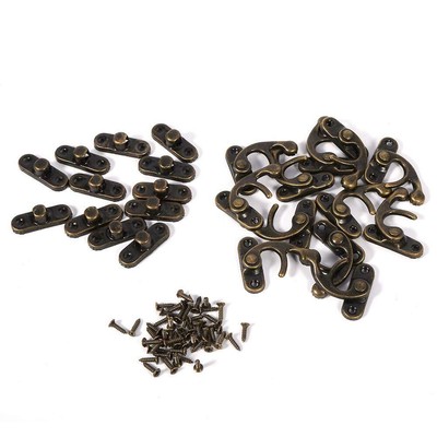 12X Antike dekorative Schmuck Wein Holzkiste Hasp Latch Hook mit Schrauben Br...