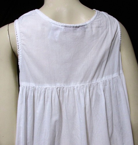 Vtg Claires Rose Nightgown White Cotton Sleeveless Long Cottagecore Boho ~ Small - Picture 10 of 11