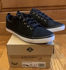 Sperry Women's Black Sailor LTT Leather Sneakers Shoes  7