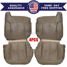 For 1999-2002 GMC Sierra 1500 Driver Passenger Bottom Top Leather Seat Cover Tan