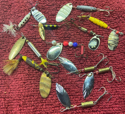 11 Vintage Small Fishing Spinners, Mepps, Rooster Tail, Panther Martin ...