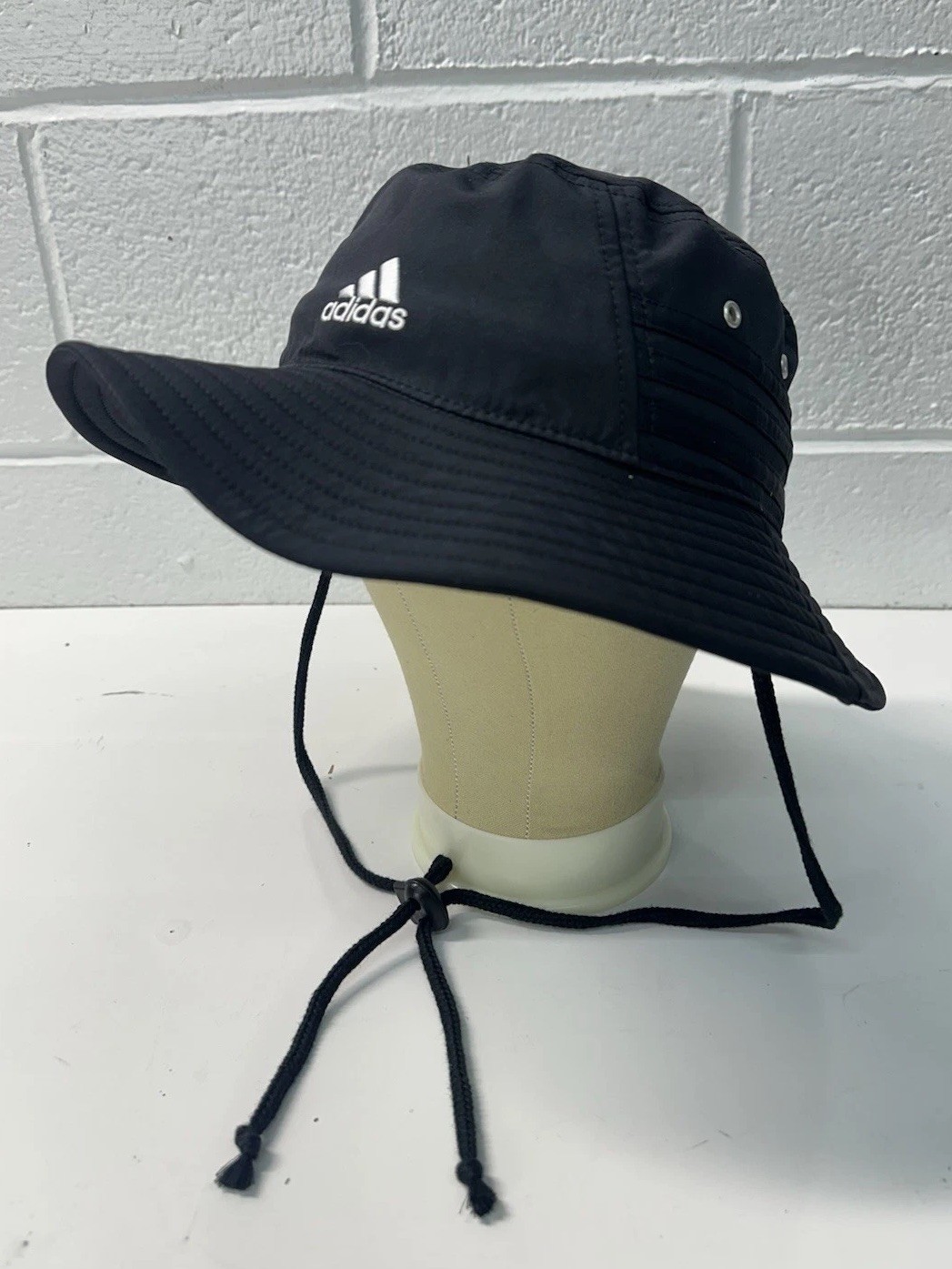 adidas Victory Black Aeroready Bucket Hat Factory C153 Drawstring Breathable image 2