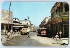 Honduras Central America Postcard A Street in San Pedro Sula c1950's Vintage