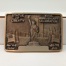 Statue of Liberty 100th Anniversary Immigration Solid Brass Vintage Belt Buckle