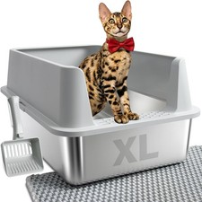 Stainless Steel Litter Box Extra Large Litter Boxes Big Cats XL Metal Cat Litter