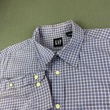 Vintage GAP Shirt Men's L Purple Gingham Check Plaid Button Up 90s Dress Office