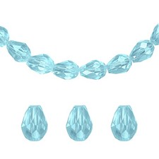 100pcs Teardrop Crystal Glass Beads 6x8mm Teardrop Spacer Beads Lake Blue
