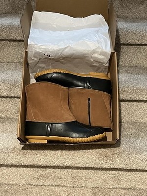 Men's Brown Black Pull On Ankle Boots Leather Rubber Round Toe Size 14