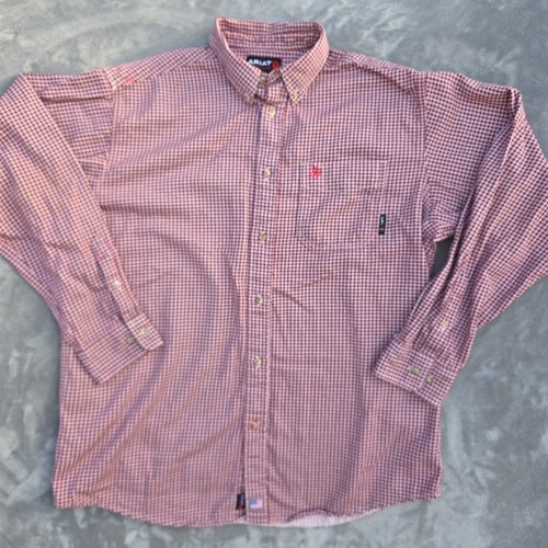 Ariat FR Mens Button Down Plaid Flannel Brown Long Sleeve Western Shirt XL